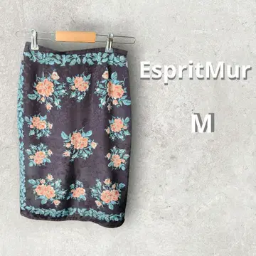 ESPRITMUR 꽃무늬 스커트 블랙
