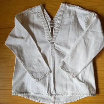 MACPHEE V넥 데님 오버 블라우스 36