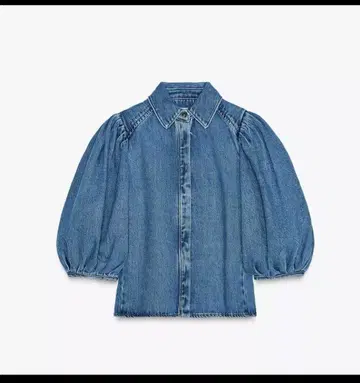 ZARA ZW 컬렉션 데님 블라우스 M 퍼프 슬리브