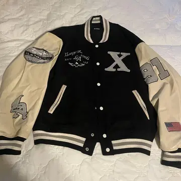XLARGE 바시티 자켓 L 블랙/크림