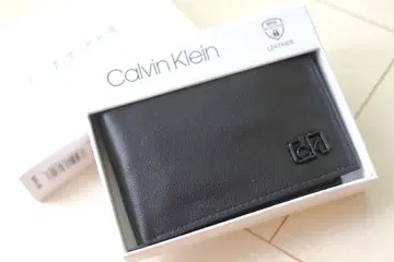 미사용 새상품 Calvin Klein 블랙 접이식 지갑 블랙 가죽
