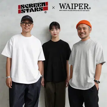 2장 세트 SCREEN STARS x WAIPER 라운드 헴 티셔츠