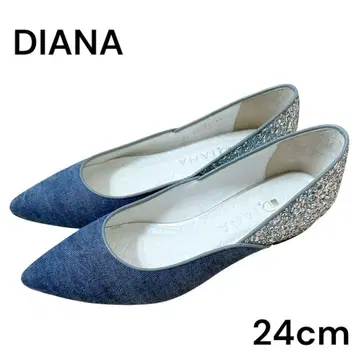 새상품급 다이애나 DIANA 플랫 펌프스 24cm 데님 글리터