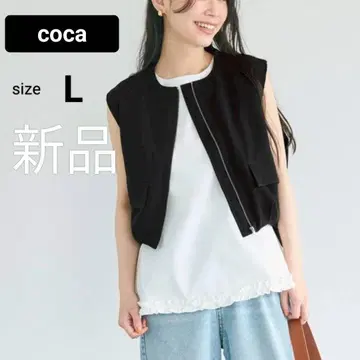 coca 코카 코쿤 베스트 벌룬 앞 지퍼 블랙 L 완판템