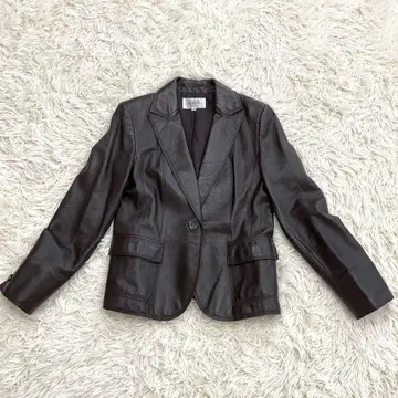 새상품급 자유구 가죽 자켓 양가죽 램 가죽 브라운 40