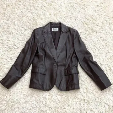 새상품급 자유구 가죽 자켓 양가죽 램 가죽 브라운 40