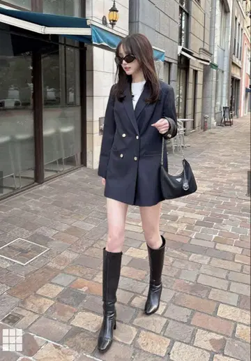 더블 브레스트 테일러드 자켓 네이비 GRL