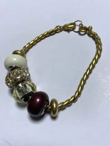SWAROVSKI 골드 비즈 팔찌 약 18cm