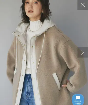 리브 드와 후드 보아 코트 베이지