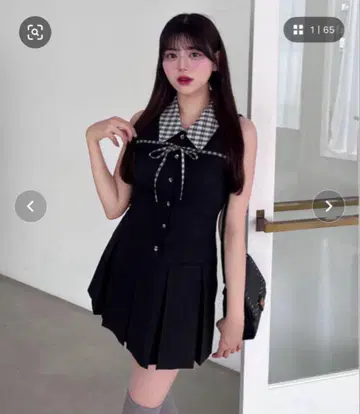 올리브 데 올리브 슬리브리스 셔츠 미니 원피스 블랙