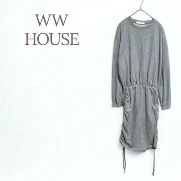 WW HOUSE 맨투맨 원피스 사이드 개더 루즈핏 캐주얼