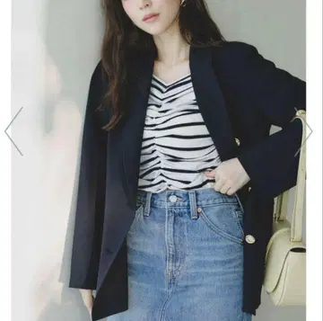 SNIDEL 스나이델 테일러드 자켓 네이비 골드 버튼 S 네이비