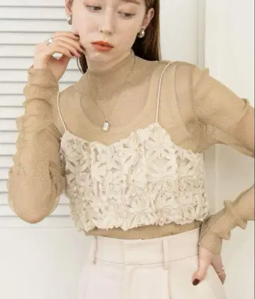 hinari 플라워컷 자카드 뷔스티에 아이보리