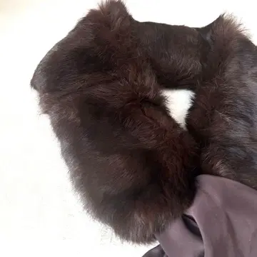 목도리 퍼 브라운 새상품급 리본 방한 넥워머