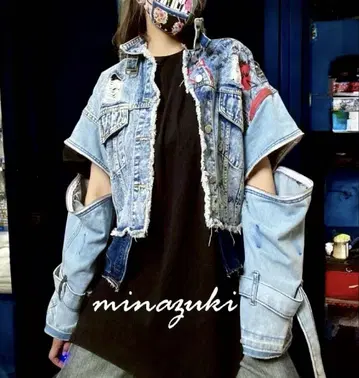 프리스타일 자켓 G 데님 패치워크 하이넥