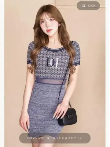 Darich DD 마린 보더 니트 미니 원피스