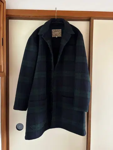 네메스 NEMETH 네이비 그린 체크 롱 코트