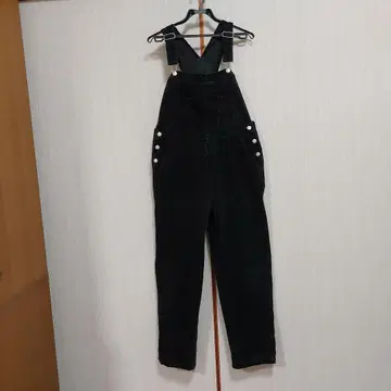 블랙 코듀로이 오버롤