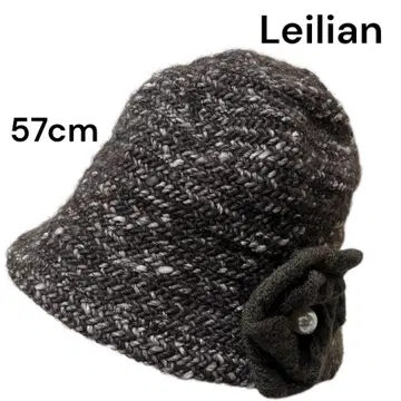 Leilian 버킷햇 57cm 꽃 모티브 브라운 계열 레리안