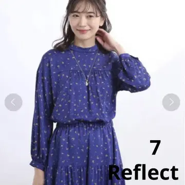 리플렉트 밴드 카라 블라우스 상의 로얄 블루