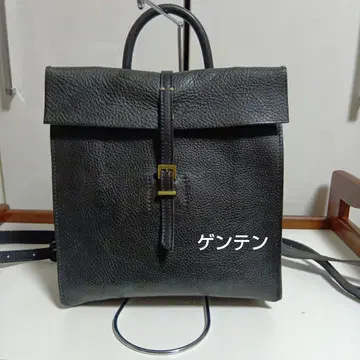 블랙 가죽 백팩 핸들 포함