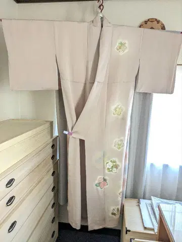 순수 실크 교유젠 염색 수제 금채 계절 꽃 문양 부착 쓰케아게