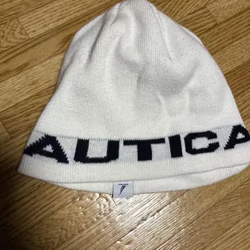 NAUTICA 화이트 니트 모자 스트릿