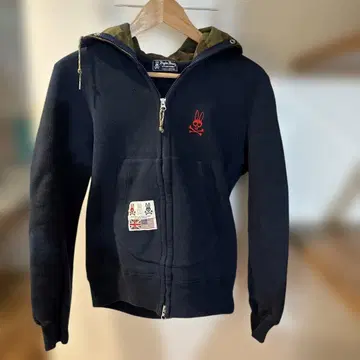 Psycho Bunny 후드 부착 후드티 네이비