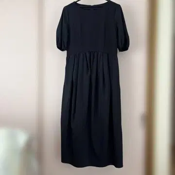 다크 네이비 반팔 코쿤 롱 원피스