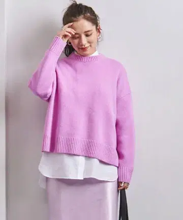 유나이티드 애로우즈 unitedarrows 핑크 크루넥 니트