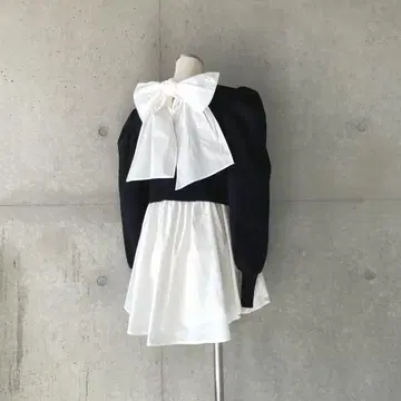 택 포함 새상품 백리본 레이어드 니트 풀오버 블랙 M