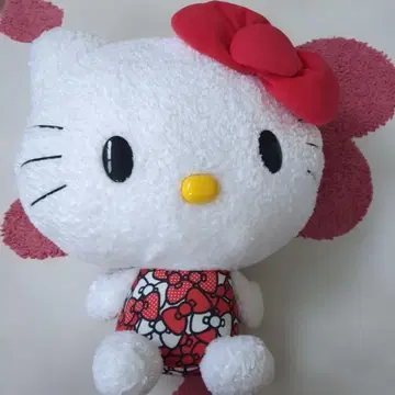 헬로키티 플라워 무늬 봉제 인형 약 30cm