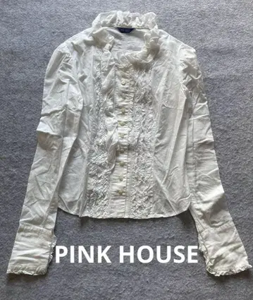 PINK HOUSE 피코 프릴 핀턱 보타이 셔츠 블라우스 일본제