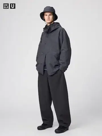 [새상품] 유니클로 U 브러쉬드 맨투맨 와이드 팬츠 M DARKGRAY