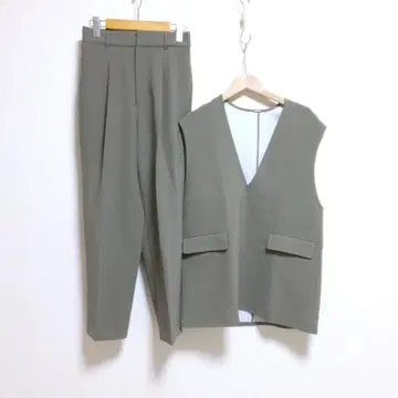 새상품급 미라 오웬 셋업 카키 베스트 팬츠 T624