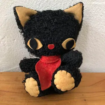 쇼와 레트로 빈티지 소레이유 수공예 봉제 인형 검은 고양이
