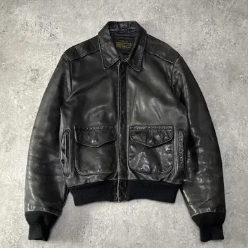 USA 샷 A-2 플라이트 자켓 가죽 자켓 40 L 블랙