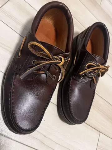 sesa foot wear 다크 브라운 가죽 데크 슈즈