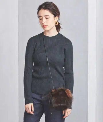 유나이티드 애로우즈 UNITED ARROWS 리브 크루넥 니트