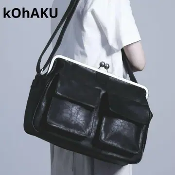 kOhAKU A4 수납 가마구치 사선 크로스백 숄더백
