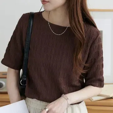 5부 소매 셔링 상의 포코포코 상의 셔링