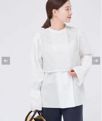 새상품 IENA 레이스 베스트 SET 셔츠 화이트