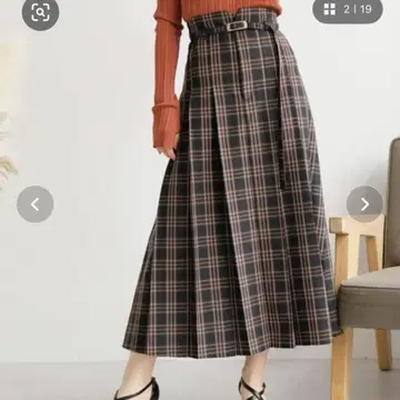 LADYMADE 체크 와이드 플리츠 스커트 블랙