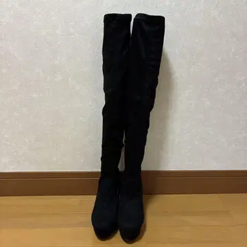 블랙 니하이 부츠 플랫폼 힐