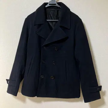 네이비 울 피 코트 더블 브레스트