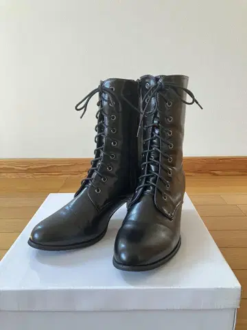 레이스업 숏부츠 블랙 검정 레이스업 졸업식 25.5cm