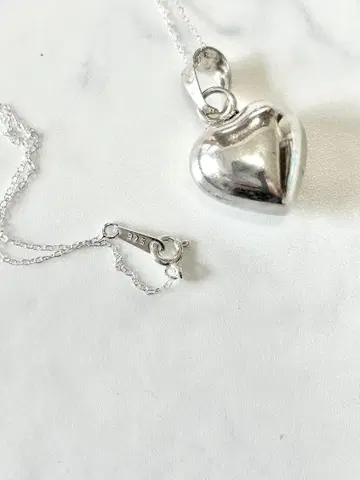 빈티지 퍼프 하트 목걸이 멕시코 실버 925