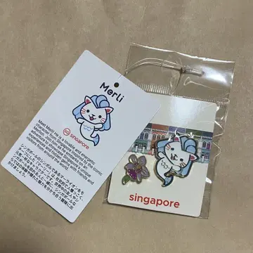 오사카 간사이 만박 싱가포르관 한정판 핀 배지 2개 세트 머라이언 마리
