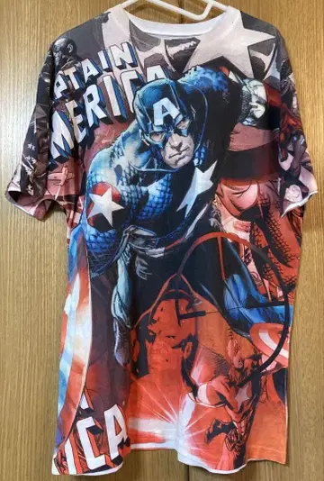 MARVEL 마블 캡틴 아메리카 T셔츠 반팔 L 양면 프린트