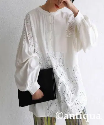 안티카 antiqua 린넨 레이스 패치워크 레이스 셔츠